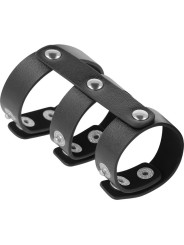 Darkness - Anello Doppio Per Pene E Testicoli In Pelle Regolabile - DARKNESS BONDAGE - Anelli Fallici | erosidea.com