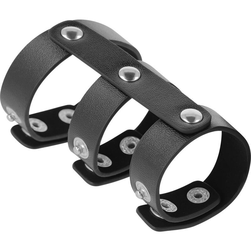 Darkness - Anello Doppio Per Pene E Testicoli In Pelle Regolabile - DARKNESS BONDAGE - Anelli Fallici | erosidea.com