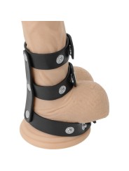 Darkness - Anello Doppio Per Pene E Testicoli In Pelle Regolabile - DARKNESS BONDAGE - Anelli Fallici | erosidea.com