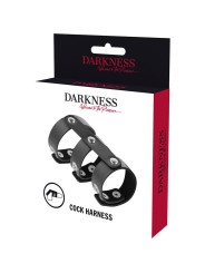 Darkness - Anello Doppio Per Pene E Testicoli In Pelle Regolabile - DARKNESS BONDAGE - Anelli Fallici | erosidea.com