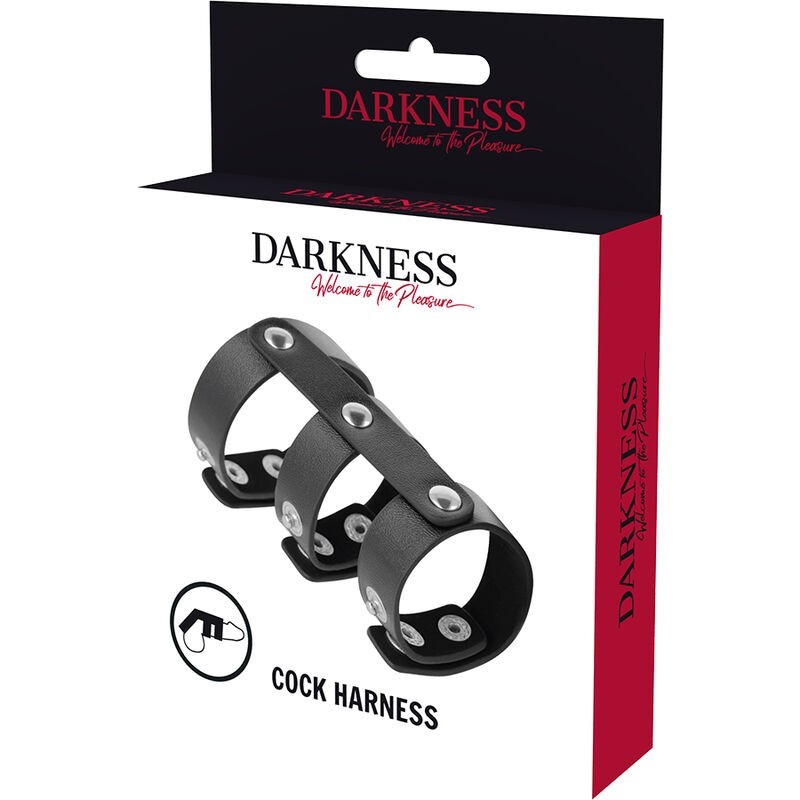 Darkness - Anello Doppio Per Pene E Testicoli In Pelle Regolabile - DARKNESS BONDAGE - Anelli Fallici | erosidea.com