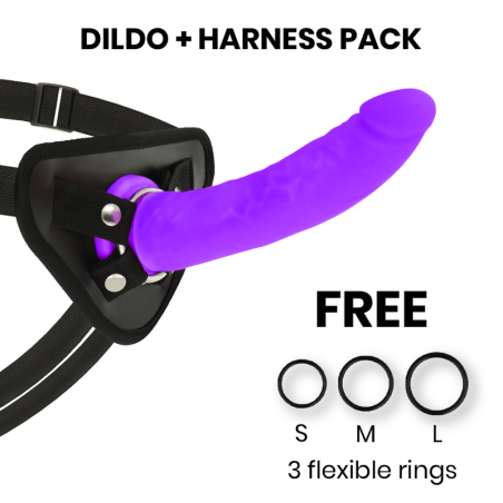 Delta Club - Toys Arnes + Dong Silicone Viola 20 X 4 Cm - DELTACLUB - Strap-on e Imbracature | erosidea.com