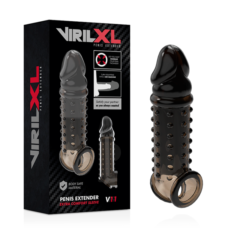 Virilxl - Estensione E Guaina Per Pene V11 Nero - VIRILXL - Guaine e Prolunghe | erosidea.com