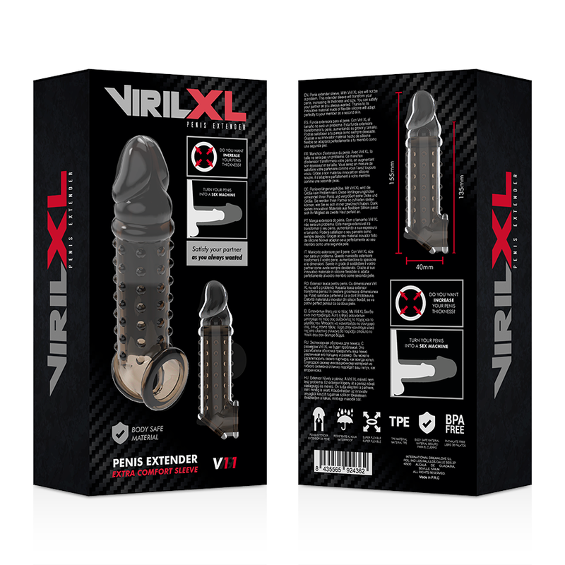 Virilxl - Estensione E Guaina Per Pene V11 Nero - VIRILXL - Guaine e Prolunghe | erosidea.com