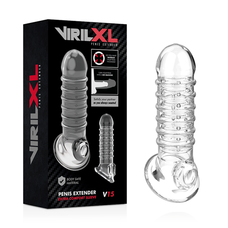 Virilxl - Estensione E Guaina Per Pene V15 Trasparente - VIRILXL - Guaine e Prolunghe | erosidea.com