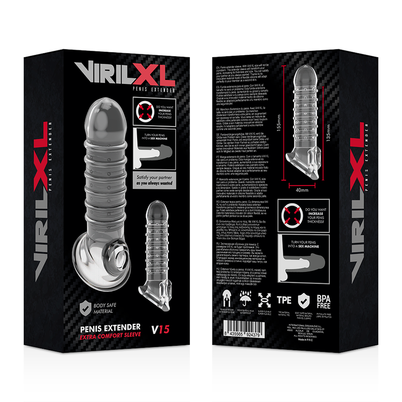Virilxl - Estensione E Guaina Per Pene V15 Trasparente - VIRILXL - Guaine e Prolunghe | erosidea.com