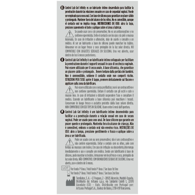 Control - Lubrificante A Base Silicone Infinity 75 Ml - CONTROL LUBES - A Base Silicone | erosidea.com