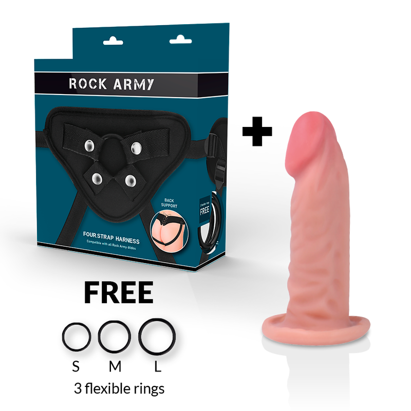Rockarmy - Imbracatura + Dildo Realistico Tigre A Doppia Densit€ 14Cm - ROCK ARMY - Strap-on e Imbracature | erosidea.com