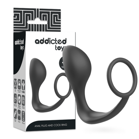 Addicted Toys - Plug Anale Con Anello In Silicone Nero - Addicted Toys - Plug e Catene Anali | erosidea.com