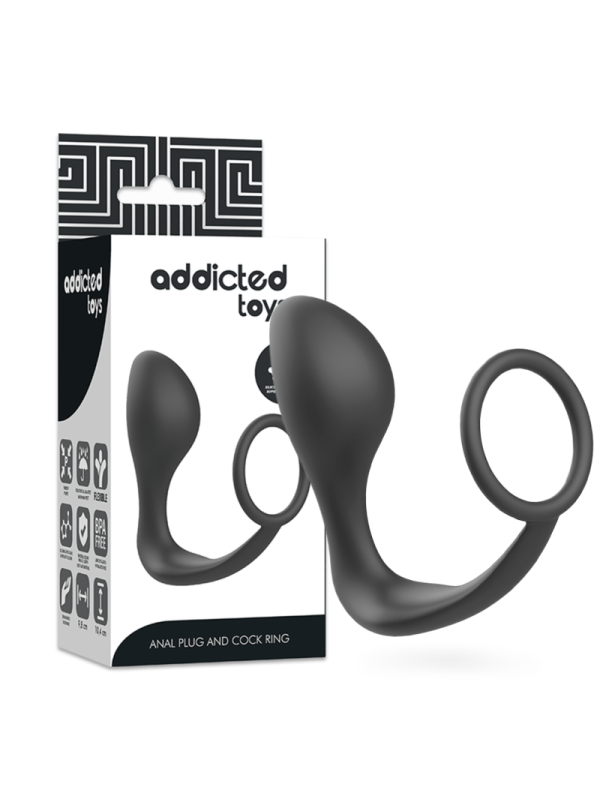Addicted Toys - Plug Anale Con Anello In Silicone Nero - Addicted Toys - Plug e Catene Anali | erosidea.com