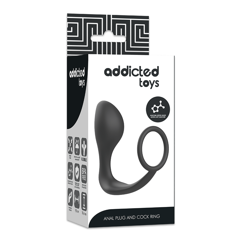 Addicted Toys - Plug Anale Con Anello In Silicone Nero - Addicted Toys - Plug e Catene Anali | erosidea.com