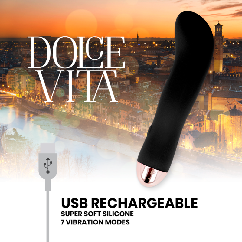 Dolce Vita - Vibratore Ricaricabile Due Nero 7 Velocit€ - DOLCE VITA - Vibratori | erosidea.com