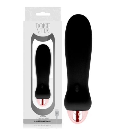 Vibratore Dolce Vita Ricaricabile Cinque Nero A 7 Velocitƒâ‚¬ - DOLCE VITA - Vibratori | erosidea.com