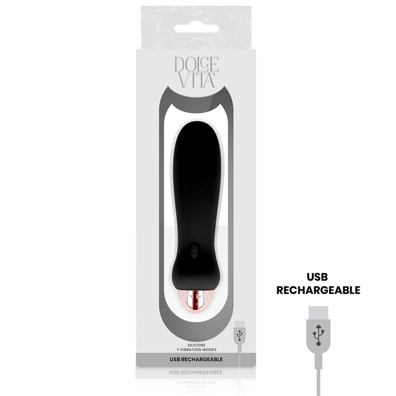 Vibratore Dolce Vita Ricaricabile Cinque Nero A 7 Velocitƒâ‚¬ - DOLCE VITA - Vibratori | erosidea.com