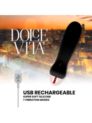 Vibratore Dolce Vita Ricaricabile Cinque Nero A 7 Velocitƒâ‚¬ - DOLCE VITA - Vibratori | erosidea.com