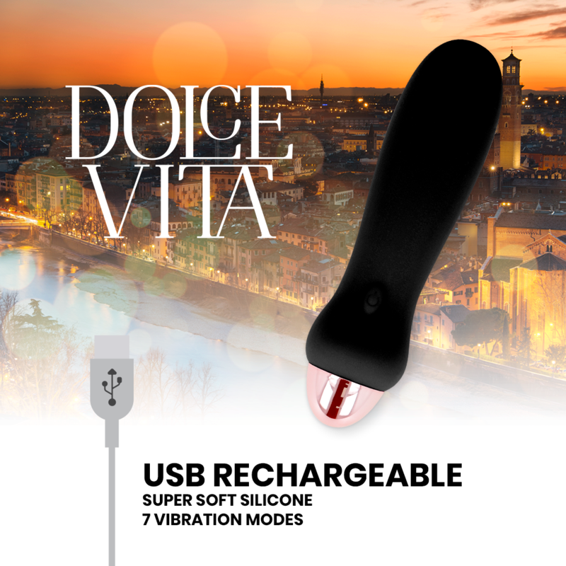 Vibratore Dolce Vita Ricaricabile Cinque Nero A 7 Velocitƒâ‚¬ - DOLCE VITA - Vibratori | erosidea.com