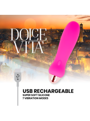 Vibratore Dolce Vita Ricaricabile Cinque Rosa 7 Velocitƒâ‚¬ - DOLCE VITA - Vibratori | erosidea.com