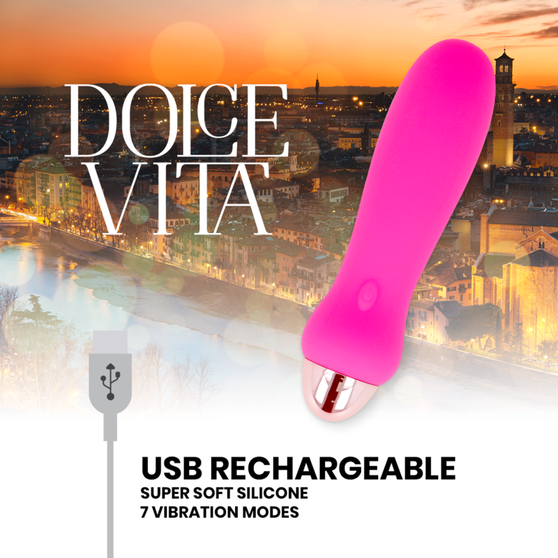 Vibratore Dolce Vita Ricaricabile Cinque Rosa 7 Velocitƒâ‚¬ - DOLCE VITA - Vibratori | erosidea.com