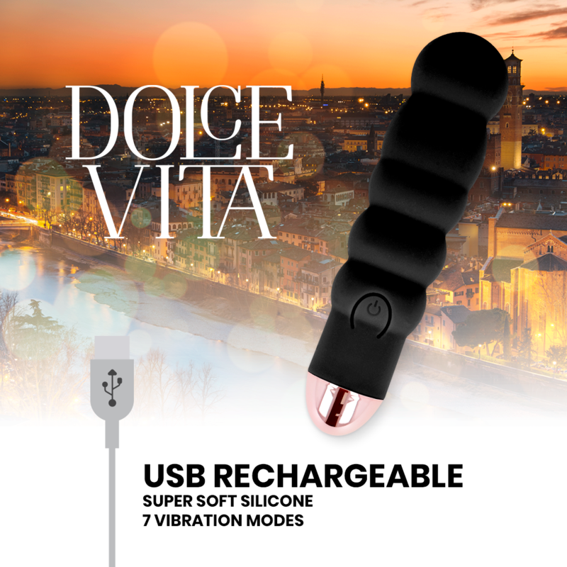 Dolce Vita - Vibratore Ricaricabile Sei Nero 7 Velocit€ - DOLCE VITA - Vibratori | erosidea.com
