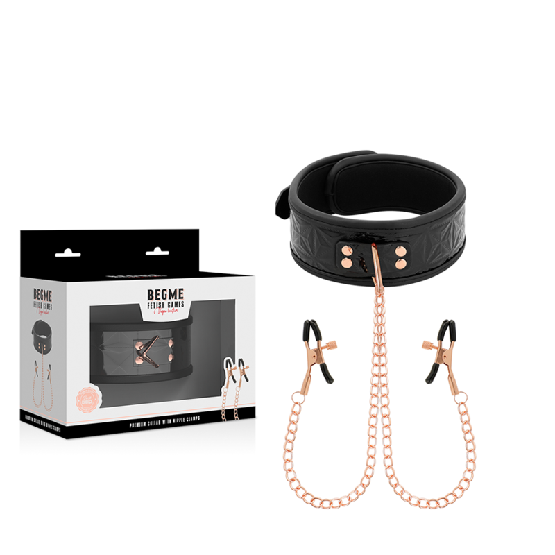 Begme - Black Edition Collare Con Morsetti Per Capezzoli - BEGME BLACK EDITION - Pinzette Capezzoli | erosidea.com