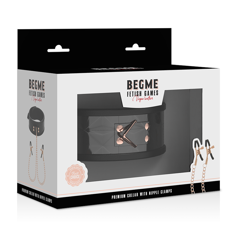 Begme - Black Edition Collare Con Morsetti Per Capezzoli - BEGME BLACK EDITION - Pinzette Capezzoli | erosidea.com