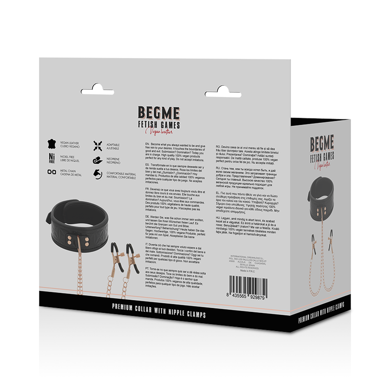 Begme - Black Edition Collare Con Morsetti Per Capezzoli - BEGME BLACK EDITION - Pinzette Capezzoli | erosidea.com