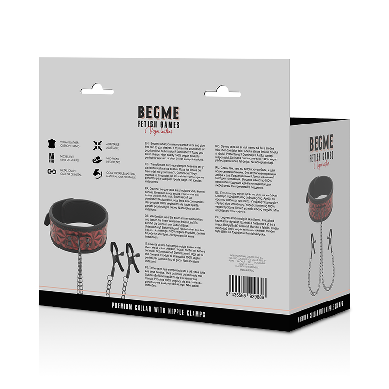 Begme - Colletto Red Edition Con Morsetti Per Capezzoli Con Fodera In Neoprene - BEGME RED EDITION - Pinzette Capezzoli | erosidea.com