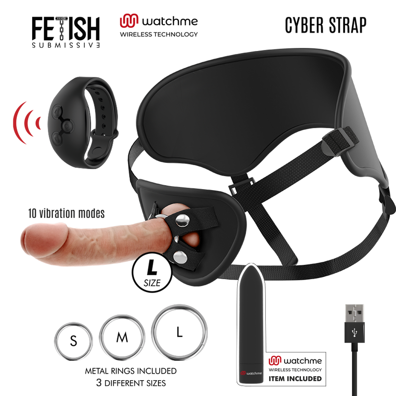 Fetish Submissive Cyber Strap - Imbragatura Con Dildo E Telecomando Tecnologia Watchme L - Fetish Submissive - Strap-on e Imbracature | erosidea.com
