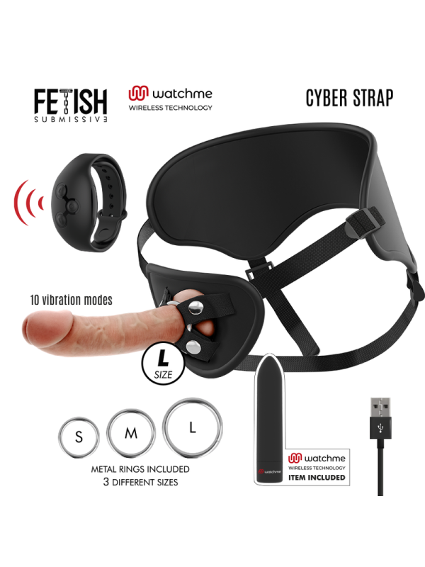 Fetish Submissive Cyber Strap - Imbragatura Con Dildo E Telecomando Tecnologia Watchme L - Fetish Submissive - Strap-on e Imbracature | erosidea.com
