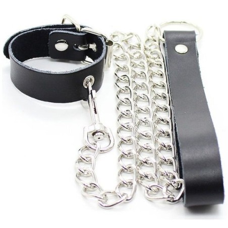 Ohmama Fetish - Collana Per Pene E Cinturino In Pelle Con Catena In Metallo - OHMAMA FETISH - Bondage | erosidea.com