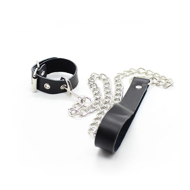Ohmama Fetish - Collana Per Pene E Cinturino In Pelle Con Catena In Metallo - OHMAMA FETISH - Bondage | erosidea.com