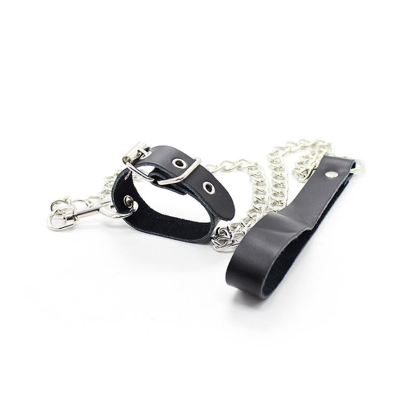 Ohmama Fetish - Collana Per Pene E Cinturino In Pelle Con Catena In Metallo - OHMAMA FETISH - Bondage | erosidea.com
