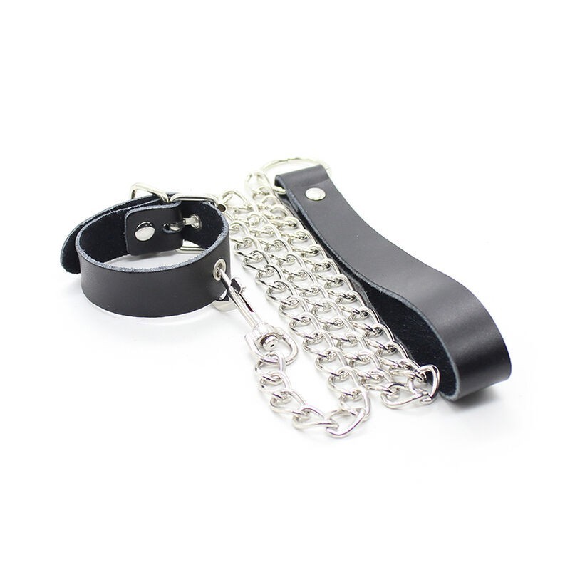 Ohmama Fetish - Collana Per Pene E Cinturino In Pelle Con Catena In Metallo - OHMAMA FETISH - Bondage | erosidea.com
