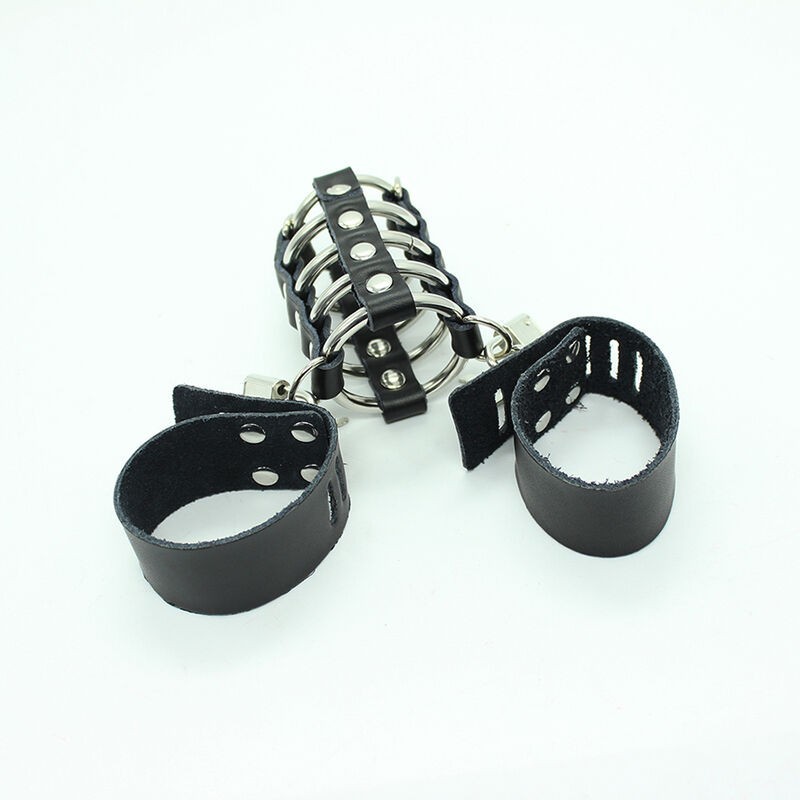 Ohmama Fetish - Gabbia Per Pene Con Anelli In Metallo E Cinturini In Pelle - OHMAMA FETISH - Bondage | erosidea.com