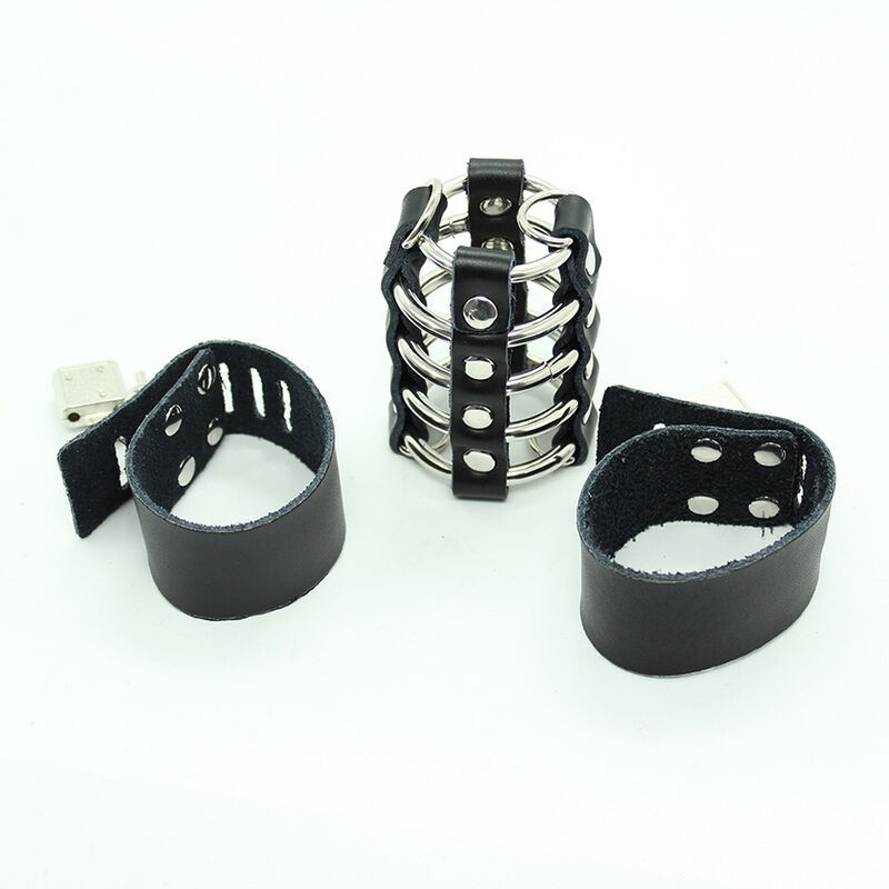 Ohmama Fetish - Gabbia Per Pene Con Anelli In Metallo E Cinturini In Pelle - OHMAMA FETISH - Bondage | erosidea.com