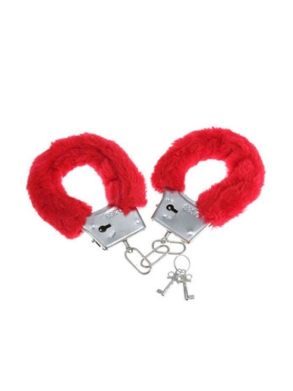 Manette Pleasure Diablo Picante In Peluche Red - DIABLO PICANTE - Manette e Polsini | erosidea.com