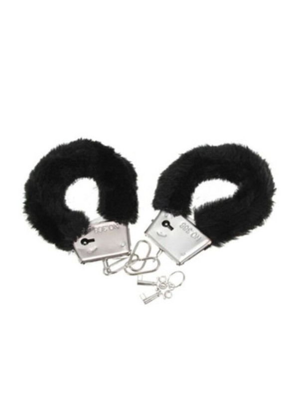 Diablo Picante - Manette Pleasure In Pelliccia Nere - DIABLO PICANTE - Manette e Polsini | erosidea.com