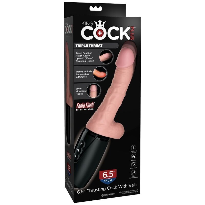 King Cock - Plus Tripla Minaccia Pelle Chiara - KING COCK PLUS - Vibratori Realistici | erosidea.com