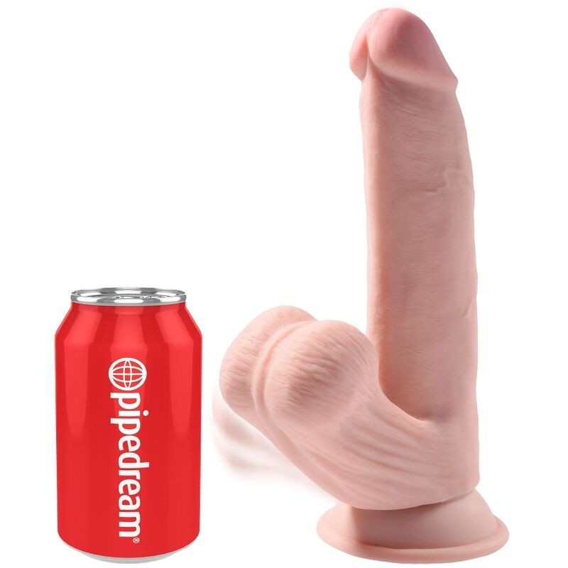 King Cock - Plus 3D Dildo Sfere Oscillanti 24.5 Cm Pelle Chiara - KING COCK PLUS - Dildo Realistici | erosidea.com
