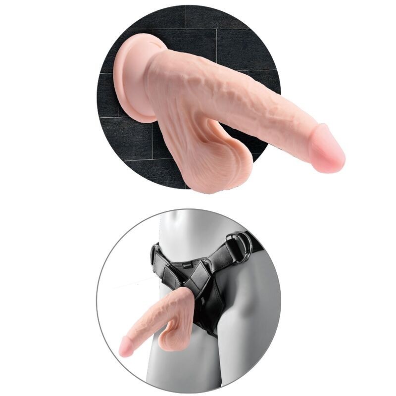 King Cock - Plus 3D Dildo Sfere Oscillanti 24.5 Cm Pelle Chiara - KING COCK PLUS - Dildo Realistici | erosidea.com