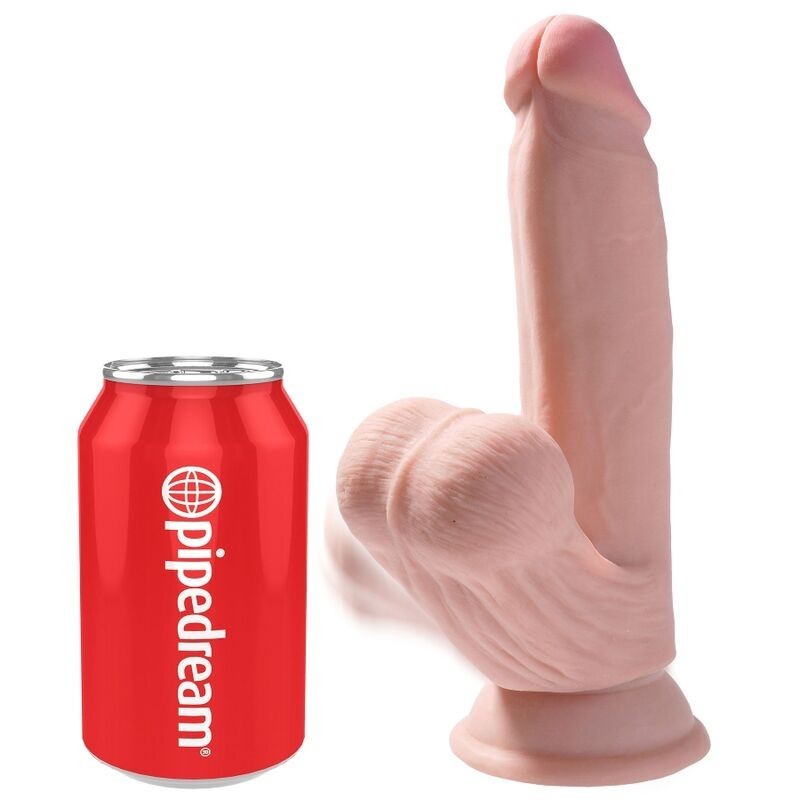 King Cock - Plus 3D Dildo Sfere Oscillanti 15.2 Cm Pelle Chiara - KING COCK PLUS - Dildo Realistici | erosidea.com
