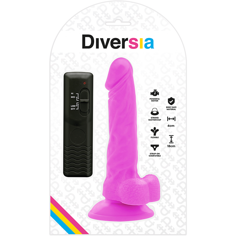 Diversia - Dildo Vibrante Flessibile 18 Cm - Viola - DIVERSIA - Vibratori Classici | erosidea.com