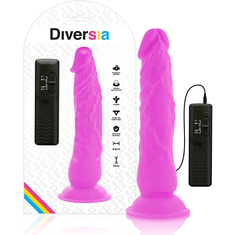 Diversia - Dildo Vibrante Flessibile 21 Cm - Viola - DIVERSIA - Vibratori Classici | erosidea.com