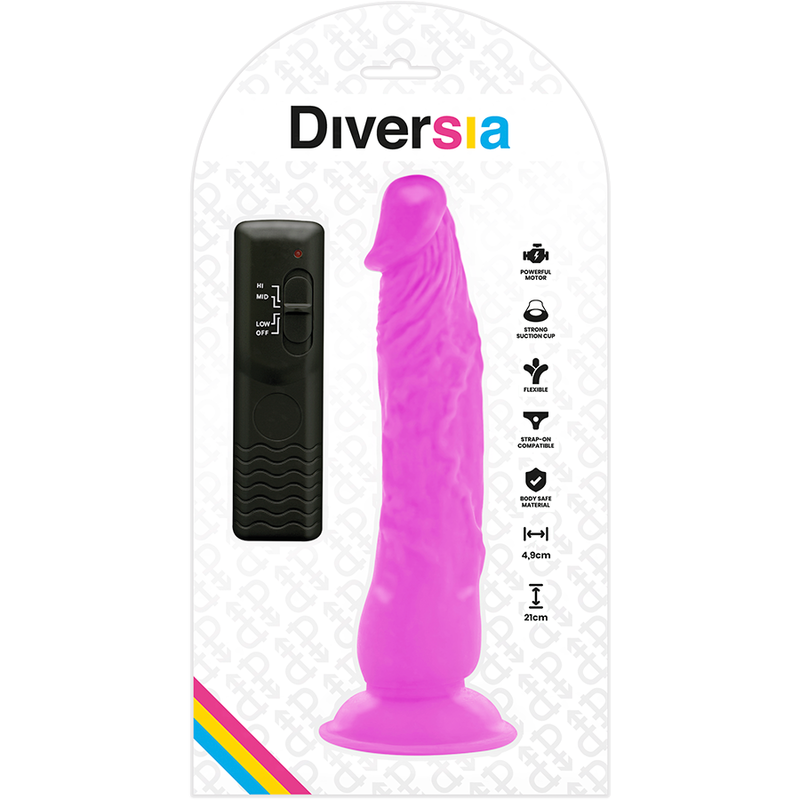 Diversia - Dildo Vibrante Flessibile 21 Cm - Viola - DIVERSIA - Vibratori Classici | erosidea.com