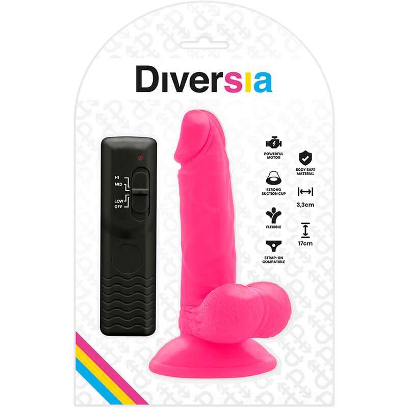 Diversia - Dildo Vibrante Flessibile 17 Cm - Rosa - DIVERSIA - Vibratori Classici | erosidea.com