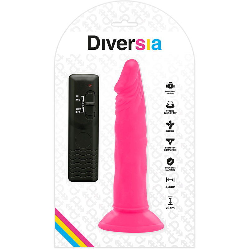 Diversia - Dildo Flessibile Con Vibrazione 23 Cm - Rosa - DIVERSIA - Vibratori Classici | erosidea.com