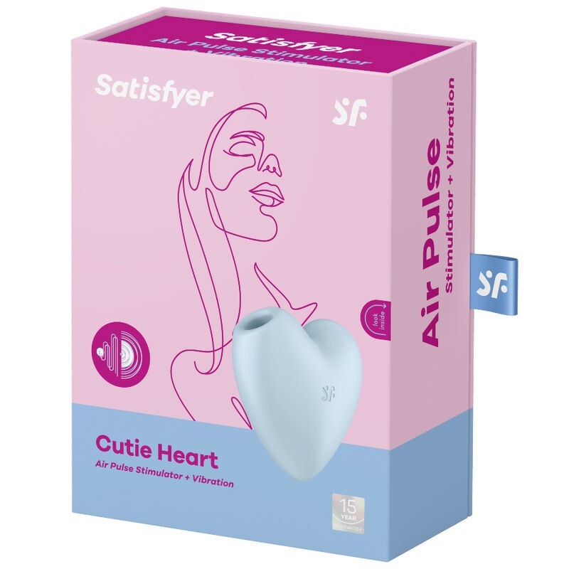 Satisfyer - Cutie Heart Stimolatore E Vibratore A Impulsi D'aria Blu - SATISFYER AIR PULSE - Succhia Clitoride | erosidea.com