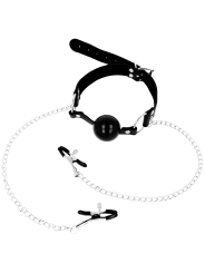 Ohmama Fetish - Mordaza Bola Negra Con Pinzas Pezones - OHMAMA FETISH - Bondage | erosidea.com