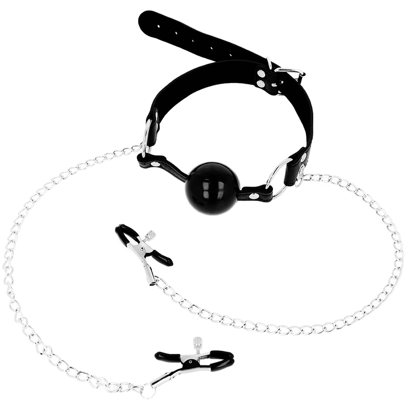 Ohmama Fetish - Mordaza Bola Negra Con Pinzas Pezones - OHMAMA FETISH - Bondage | erosidea.com