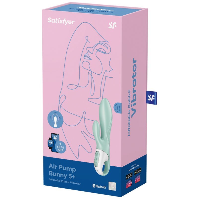 Vibratore App Gonfiabile Rabbit Air Pump Bunny 5+ Verde - SATISFYER CONNECT - Vibratori Rabbit | erosidea.com